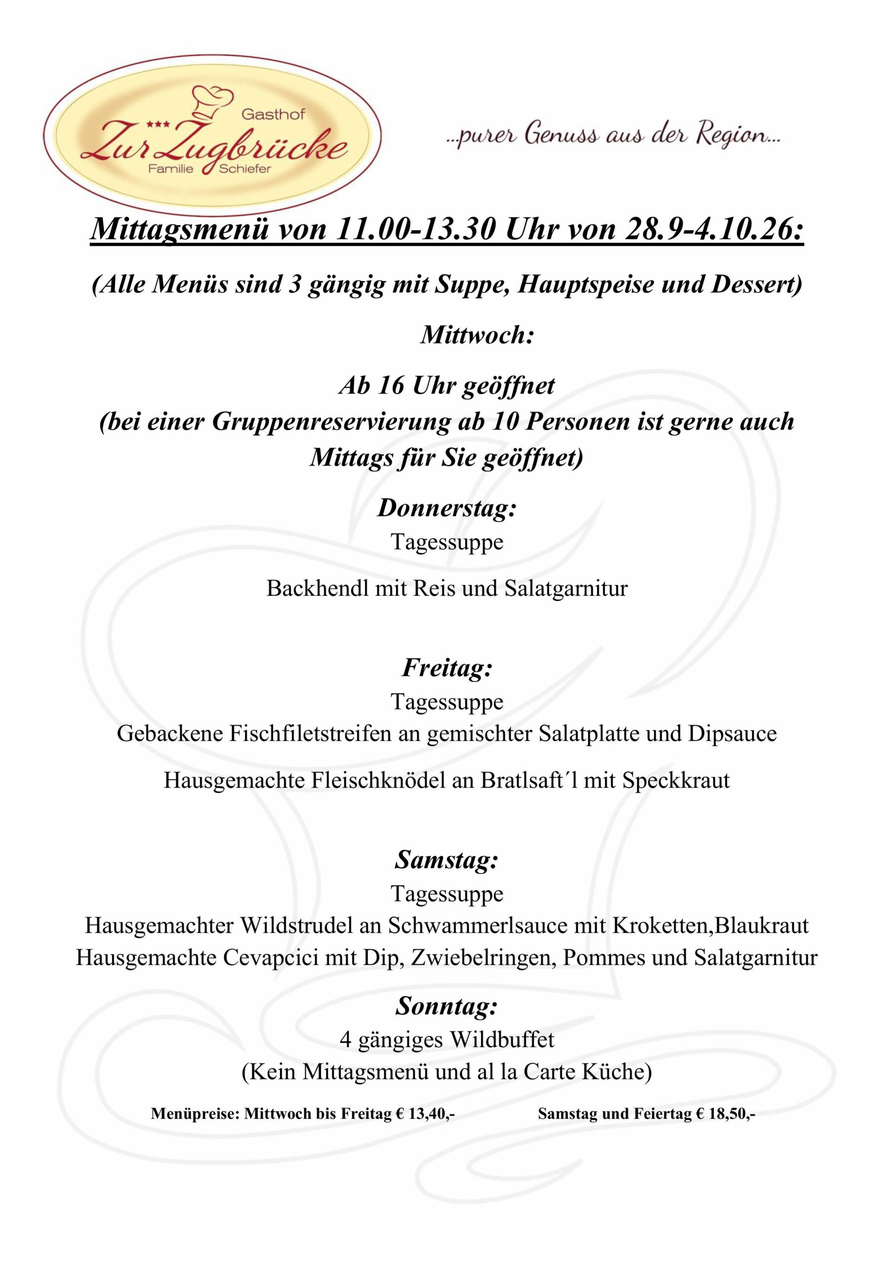 Menüplan 28.9-4.10.26